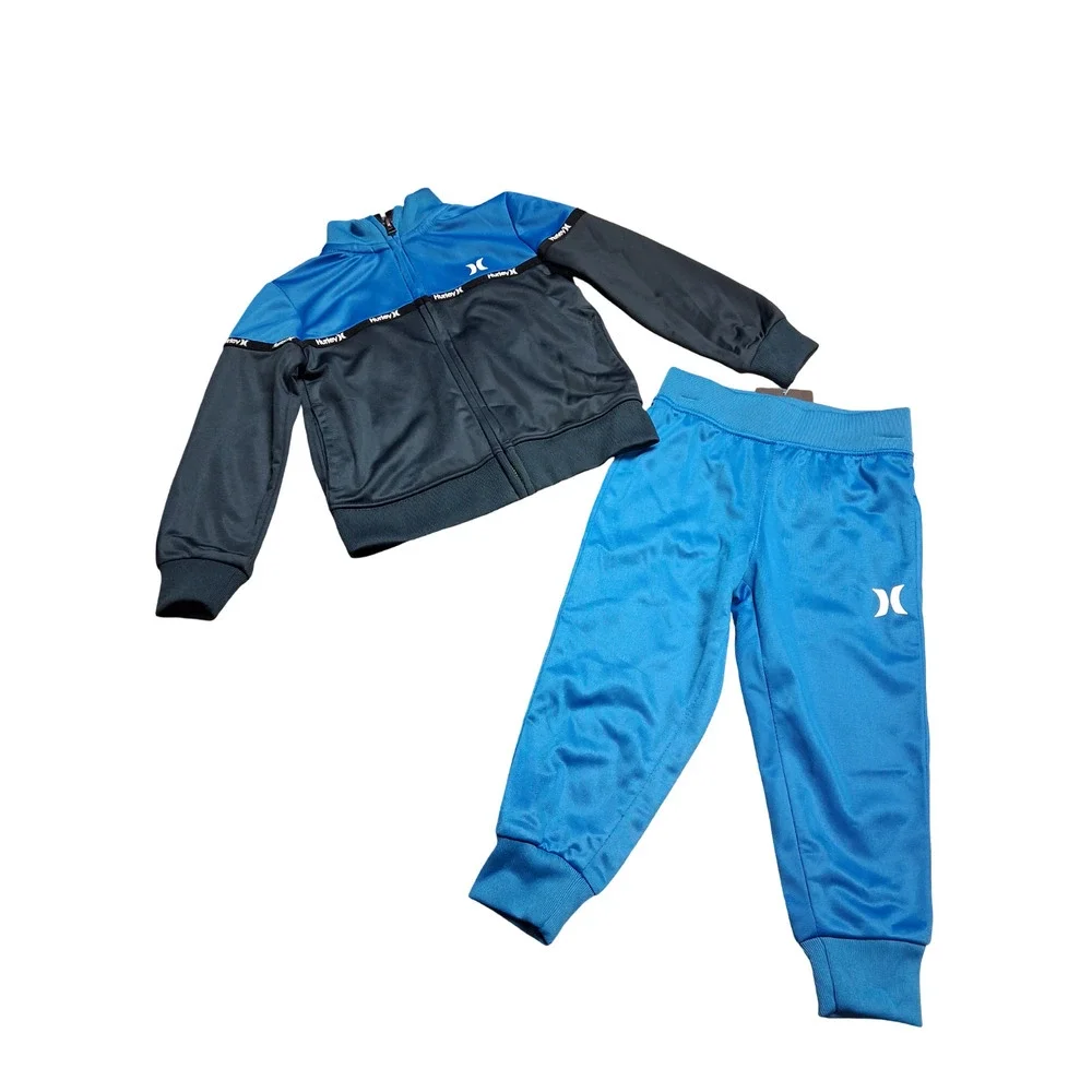 Hurley Toddler Boys 2T Two Piece Track Suit Jacket Pants Blue Navy Zip Front